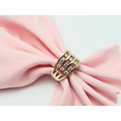 14K Yellow Gold Channel Set Round Diamond Ring