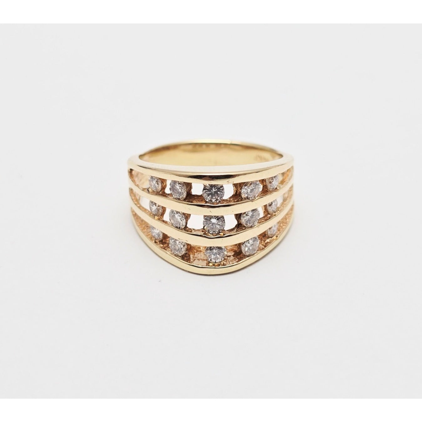 14K Yellow Gold Channel Set Round Diamond Ring