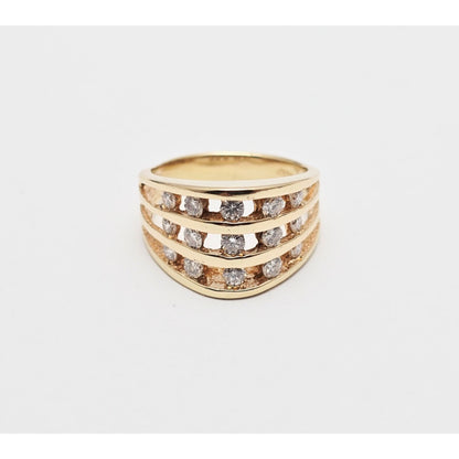 14K Yellow Gold Channel Set Round Diamond Ring