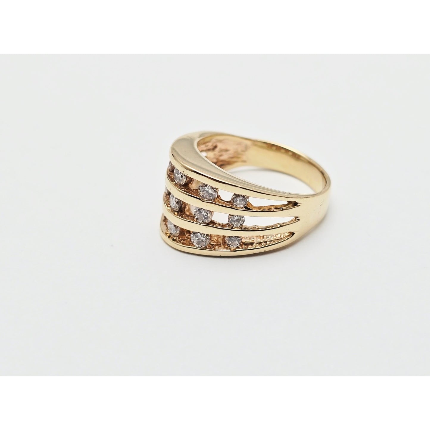14K Yellow Gold Channel Set Round Diamond Ring