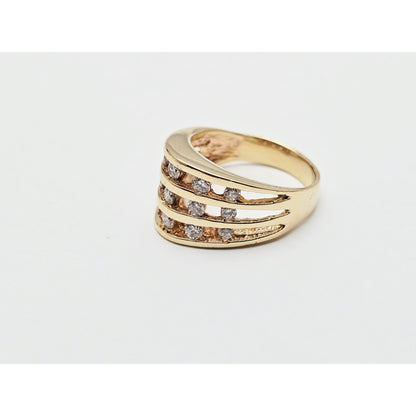 14K Yellow Gold Channel Set Round Diamond Ring