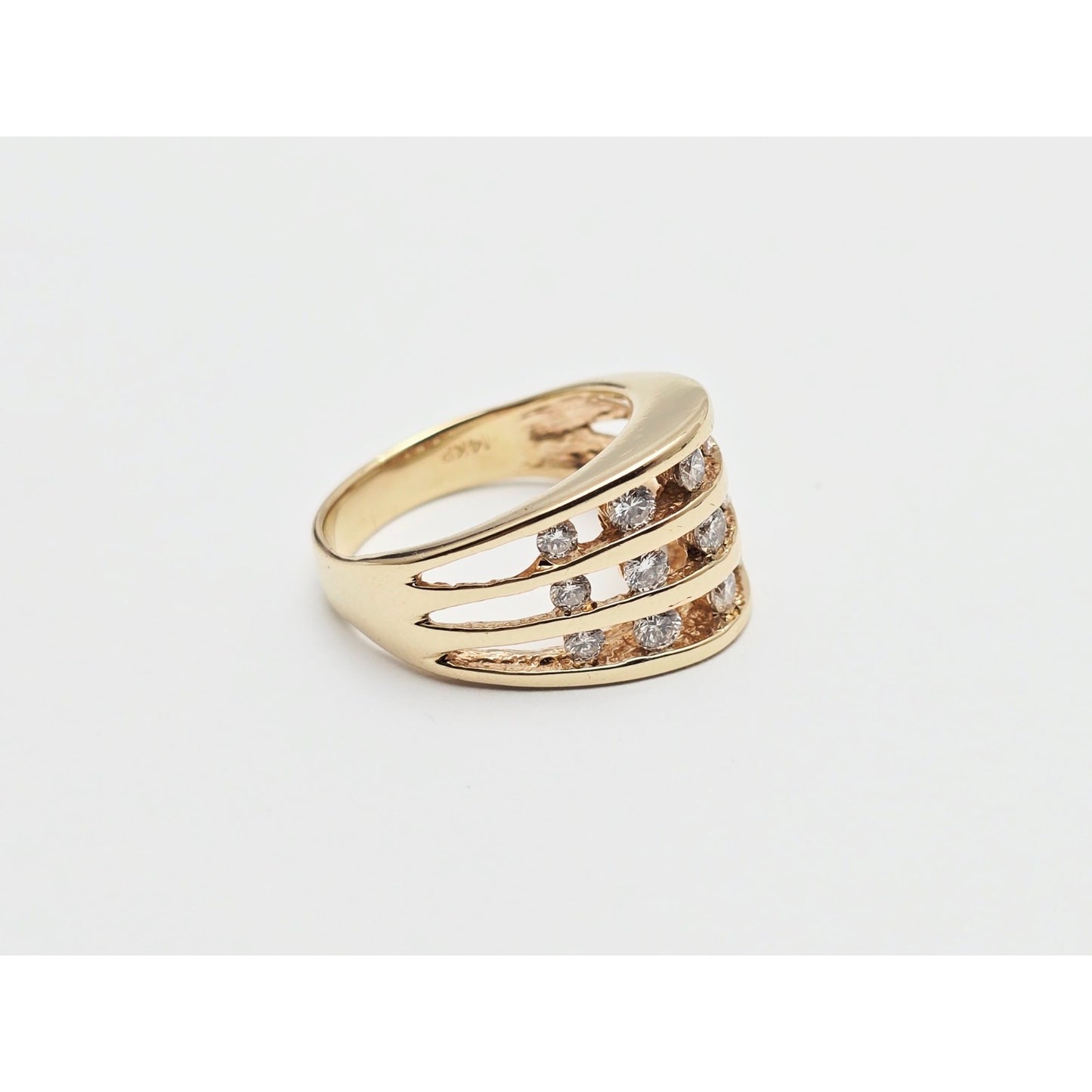 14K Yellow Gold Channel Set Round Diamond Ring