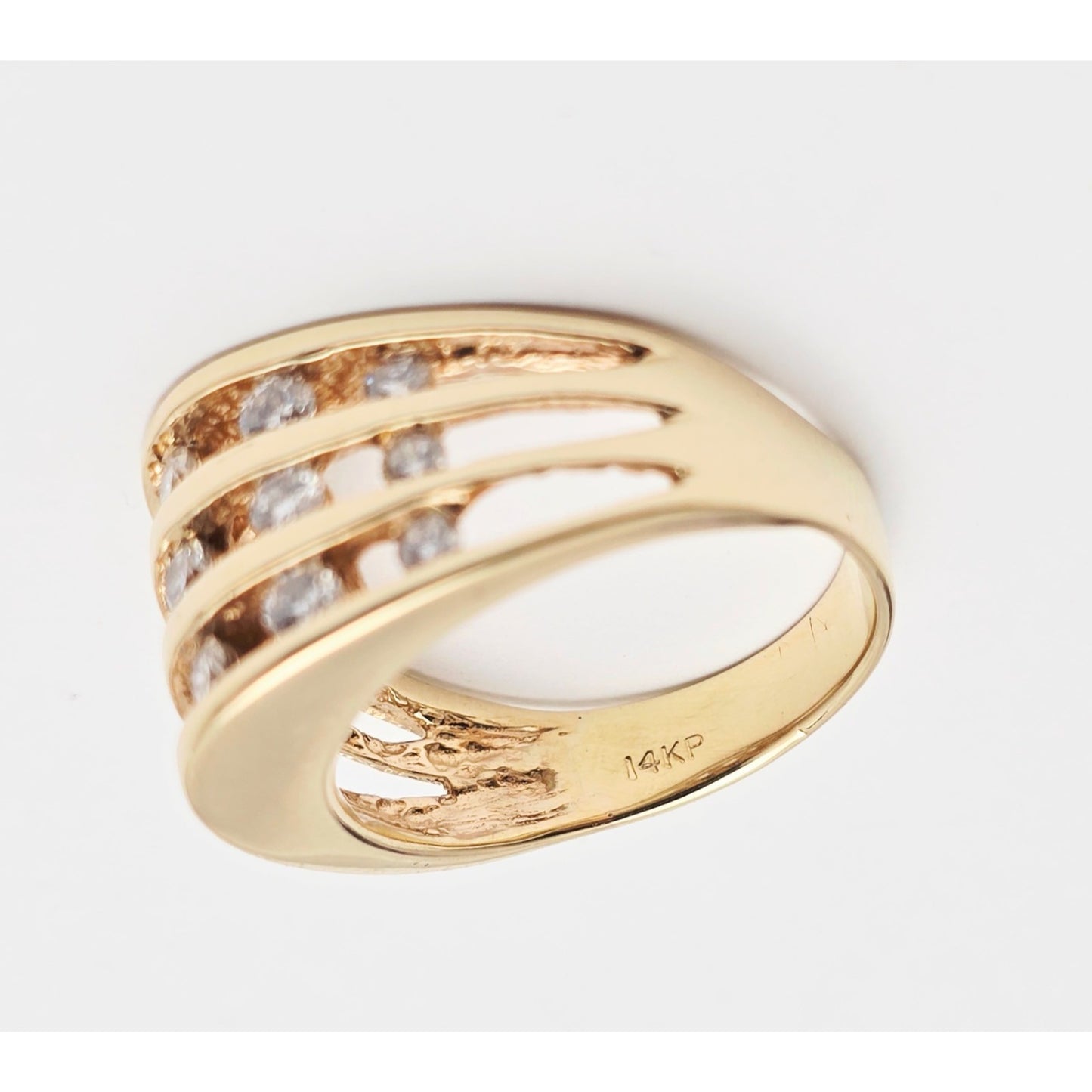 14K Yellow Gold Channel Set Round Diamond Ring