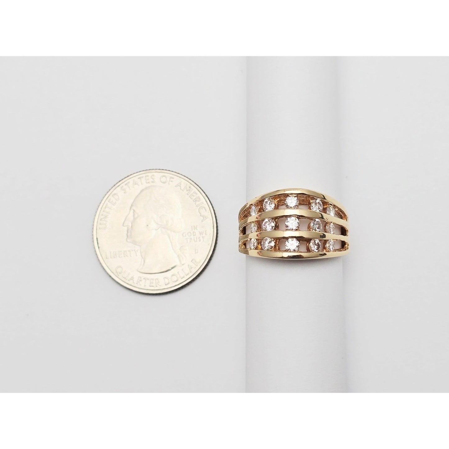 14K Yellow Gold Channel Set Round Diamond Ring