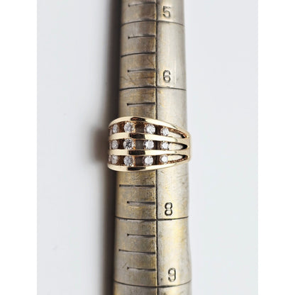 14K Yellow Gold Channel Set Round Diamond Ring