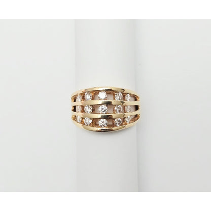 14K Yellow Gold Channel Set Round Diamond Ring