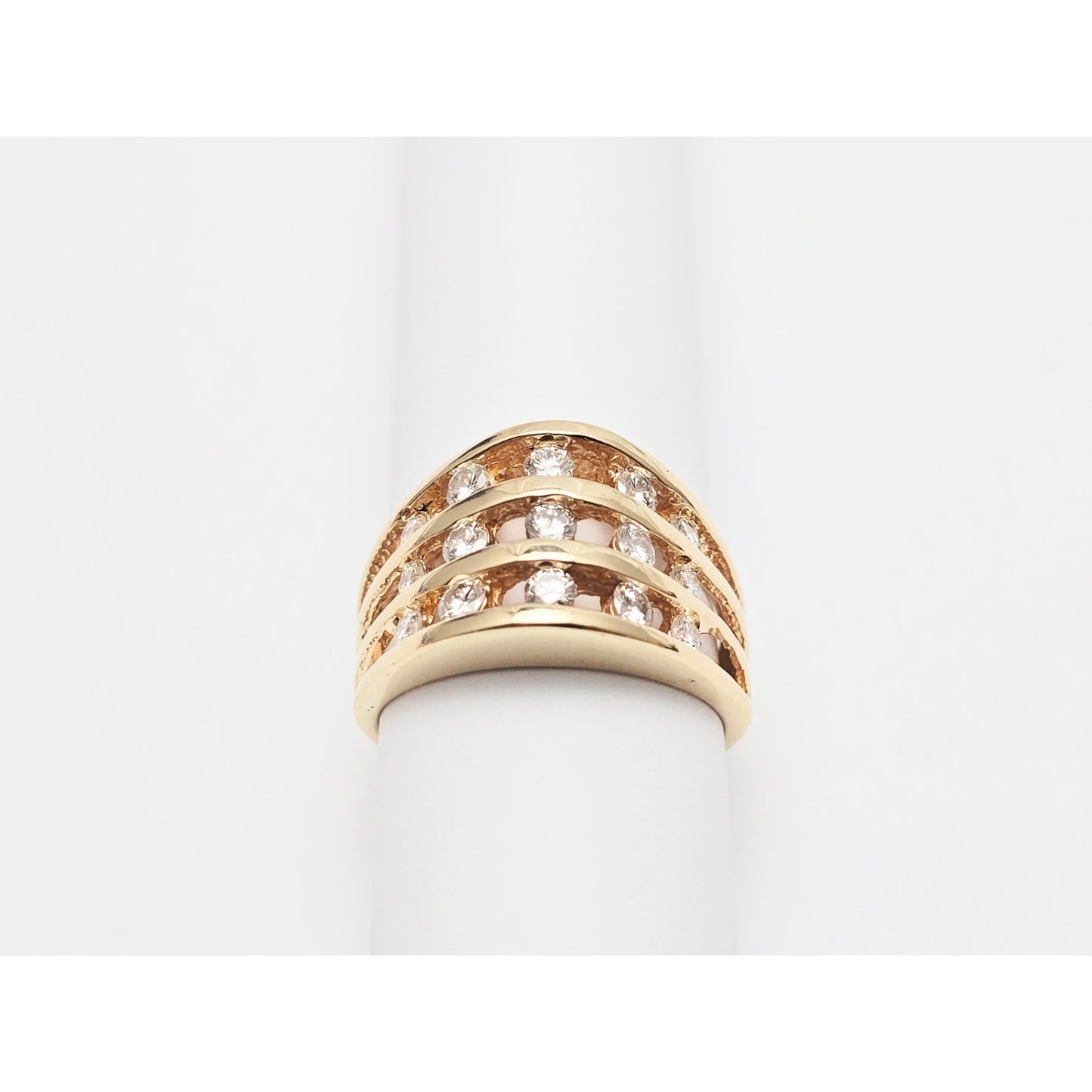 14K Yellow Gold Channel Set Round Diamond Ring