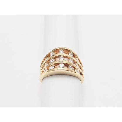 14K Yellow Gold Channel Set Round Diamond Ring
