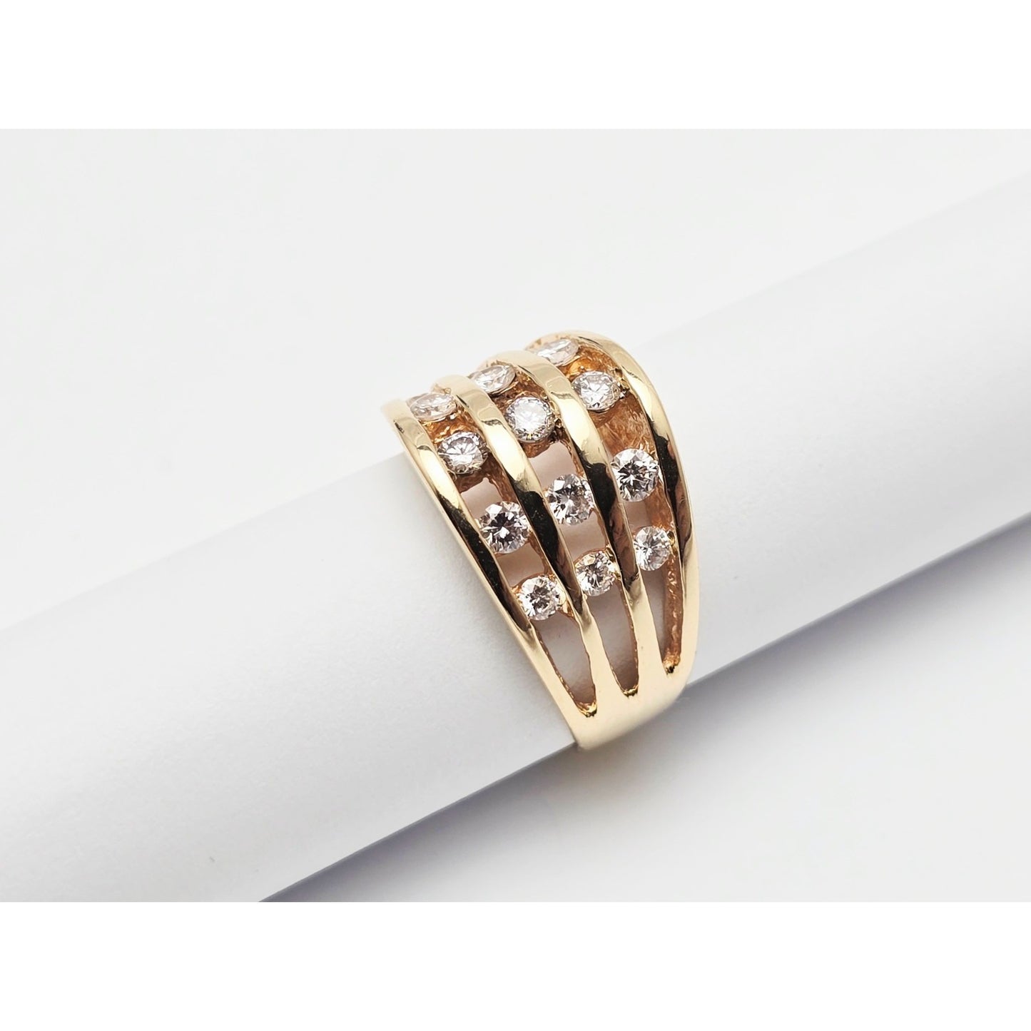 14K Yellow Gold Channel Set Round Diamond Ring