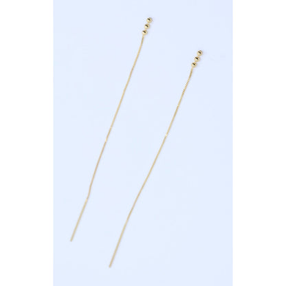 14K Yellow Gold Box Link Drop Dangle Bead Ball Stud Earrings