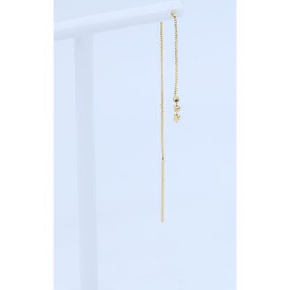 14K Yellow Gold Box Link Drop Dangle Bead Ball Stud Earrings