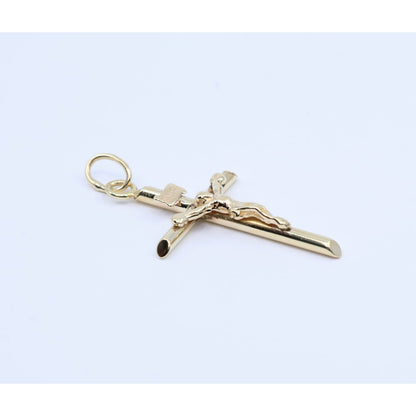 10K Yellow Gold Religious Jesus on Cross Charm Pendant