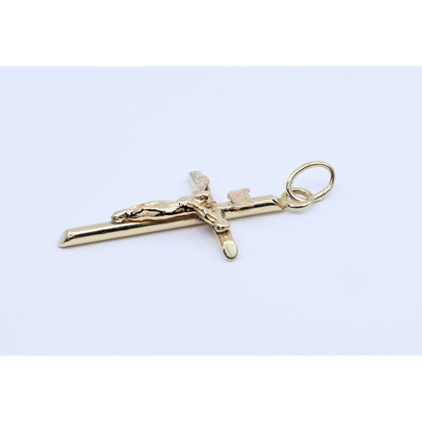 10K Yellow Gold Religious Jesus on Cross Charm Pendant
