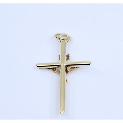 10K Yellow Gold Religious Jesus on Cross Charm Pendant