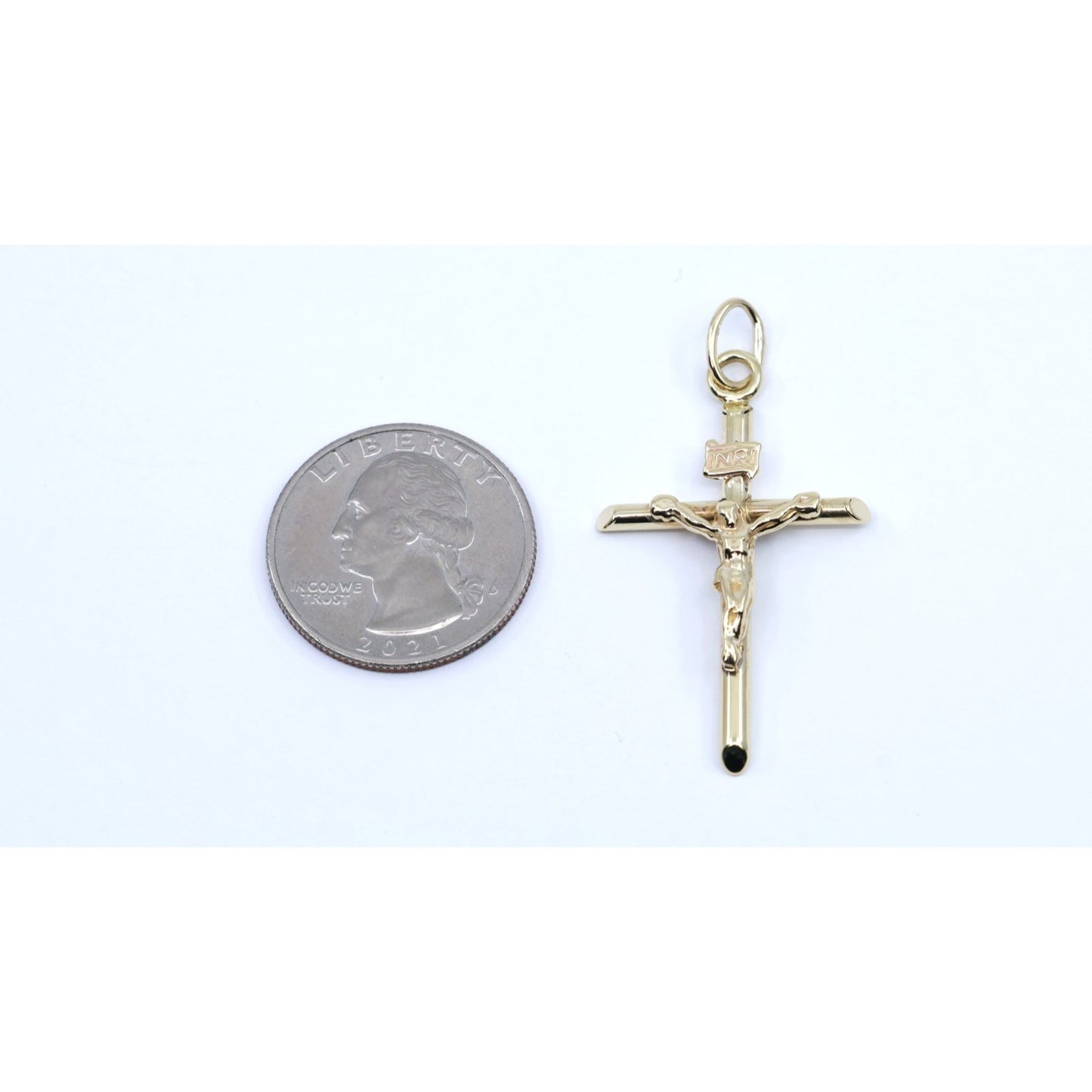10K Yellow Gold Religious Jesus on Cross Charm Pendant