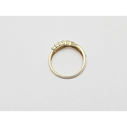 Zamels 9K Solid Two Tone Gold Crossover Round Diamond Ring