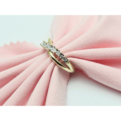 Zamels 9K Solid Two Tone Gold Crossover Round Diamond Ring