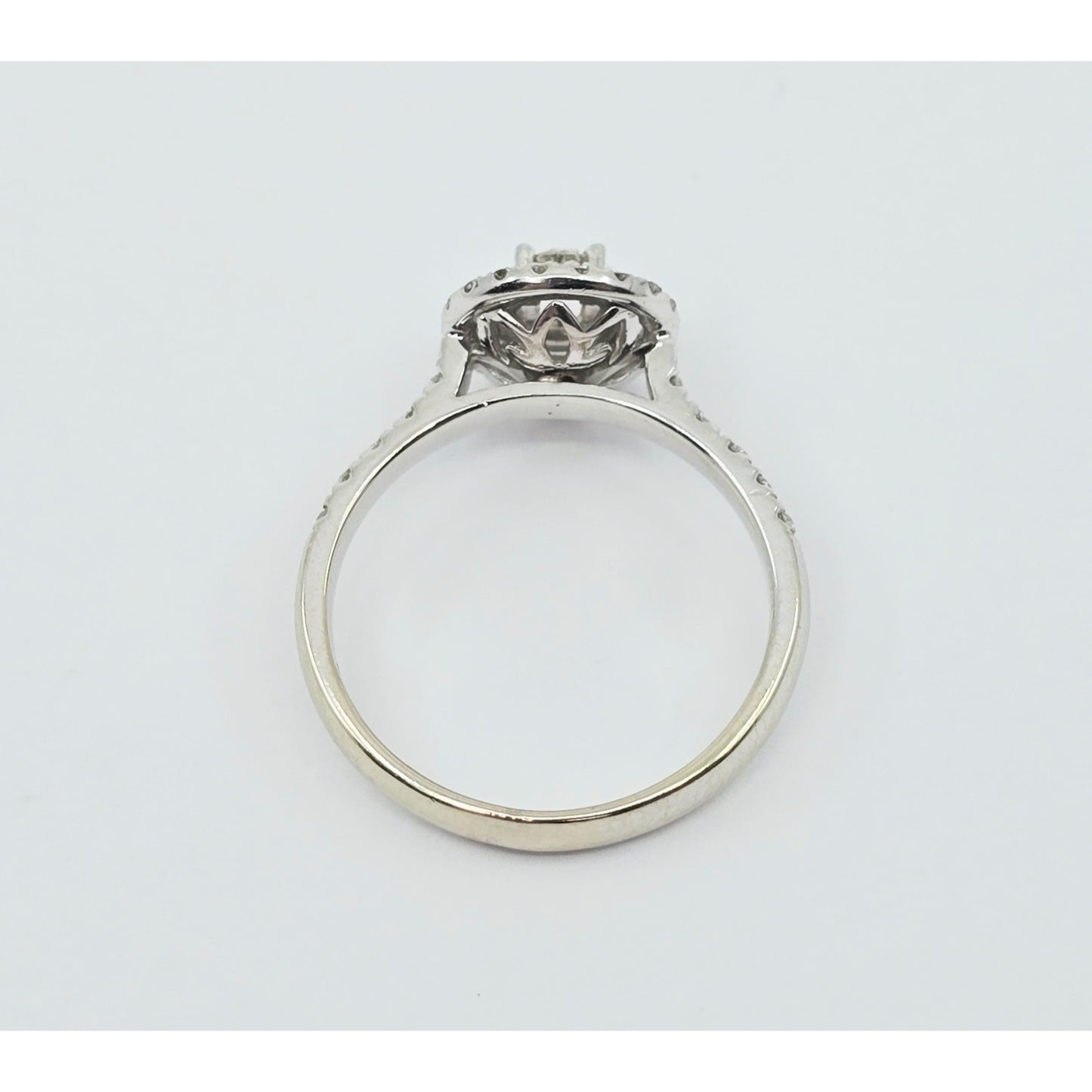 14K White Gold 0.64 tcw Round Cut Diamond Double Halo Engagement Ring