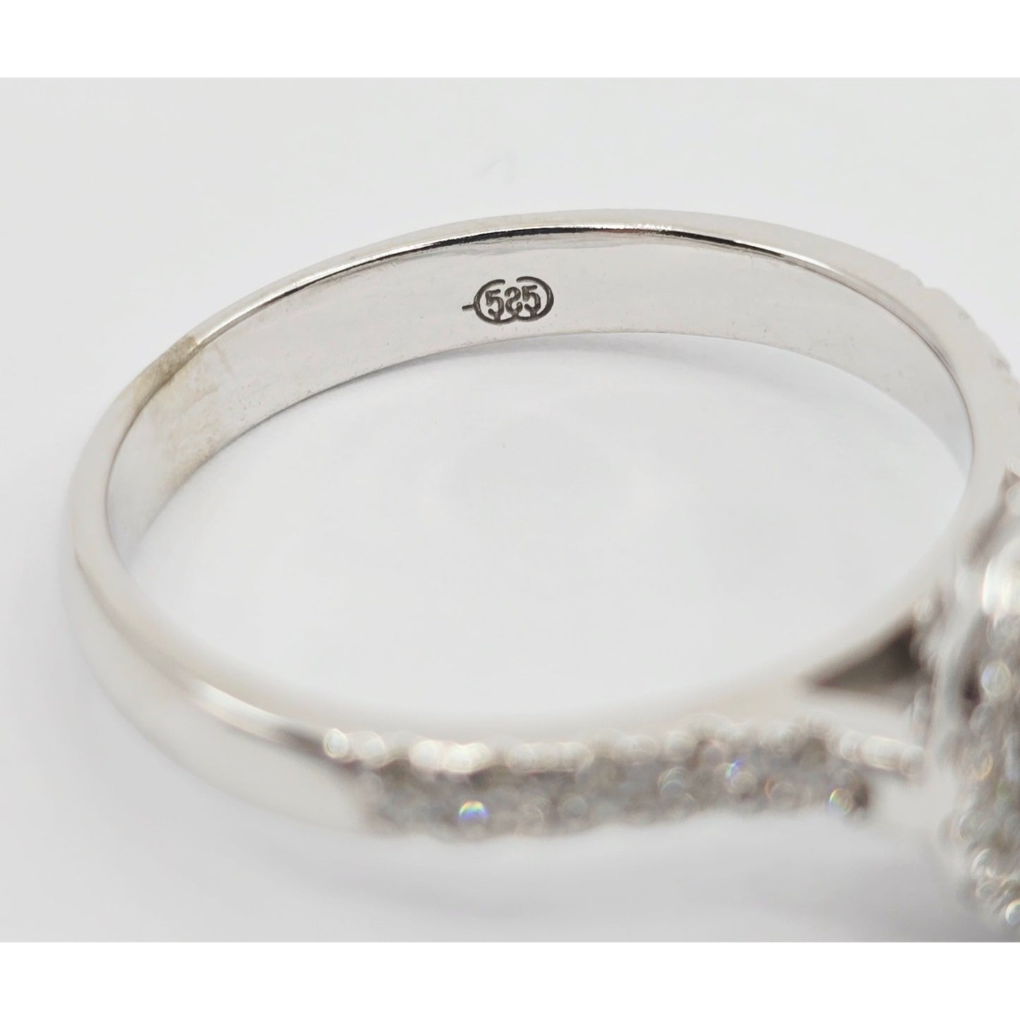 14K White Gold 0.64 tcw Round Cut Diamond Double Halo Engagement Ring