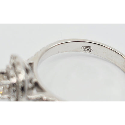 14K White Gold 0.64 tcw Round Cut Diamond Double Halo Engagement Ring