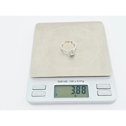 14K White Gold 0.64 tcw Round Cut Diamond Double Halo Engagement Ring