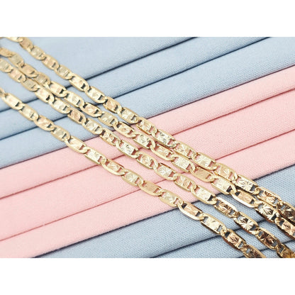 14K Two Tone Gold Diamond Cut Valentino Link Chain Necklace