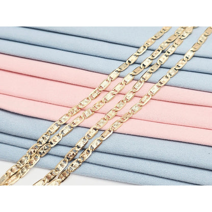14K Two Tone Gold Diamond Cut Valentino Link Chain Necklace