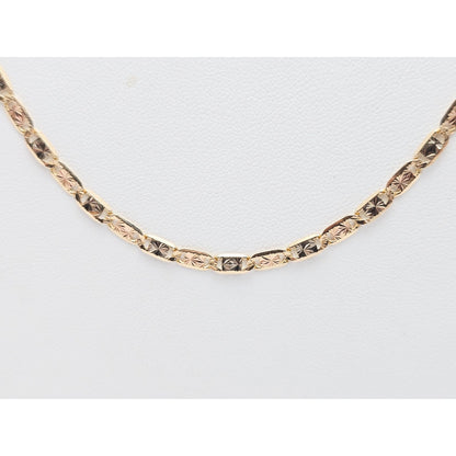 14K Two Tone Gold Diamond Cut Valentino Link Chain Necklace