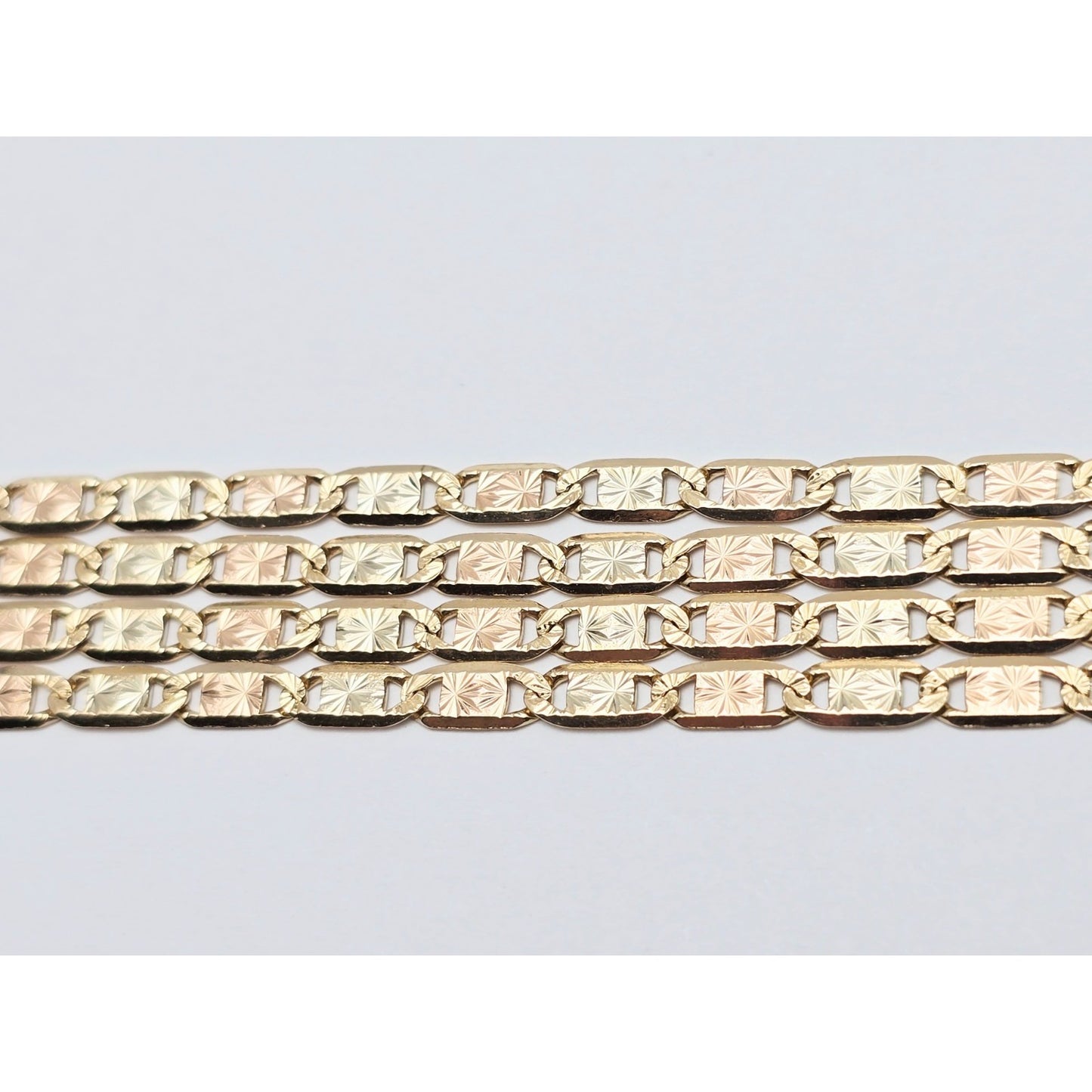 14K Two Tone Gold Diamond Cut Valentino Link Chain Necklace