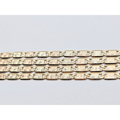 14K Two Tone Gold Diamond Cut Valentino Link Chain Necklace