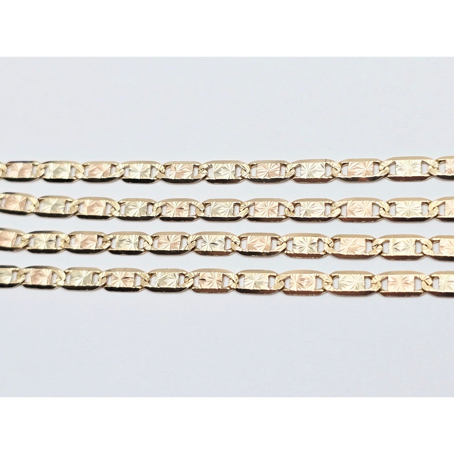 14K Two Tone Gold Diamond Cut Valentino Link Chain Necklace