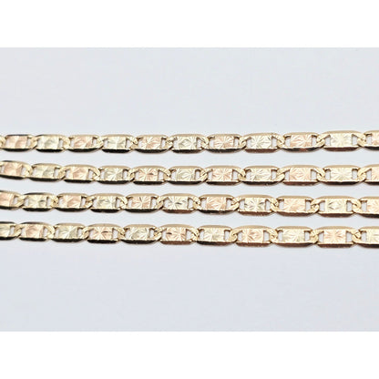14K Two Tone Gold Diamond Cut Valentino Link Chain Necklace