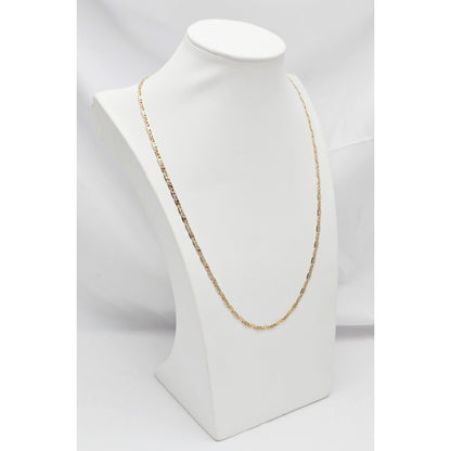 14K Two Tone Gold Diamond Cut Valentino Link Chain Necklace