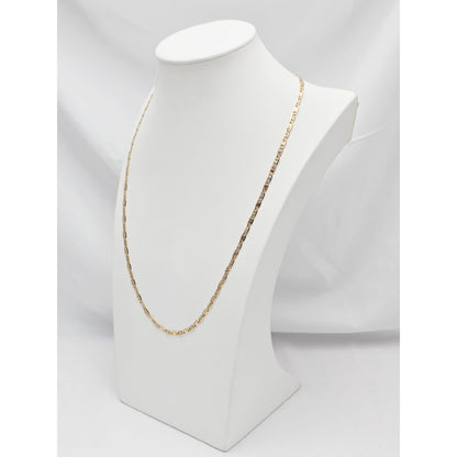 14K Two Tone Gold Diamond Cut Valentino Link Chain Necklace