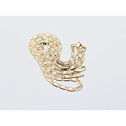 14K Two Tone Gold Diamond Cut Valentino Link Chain Necklace