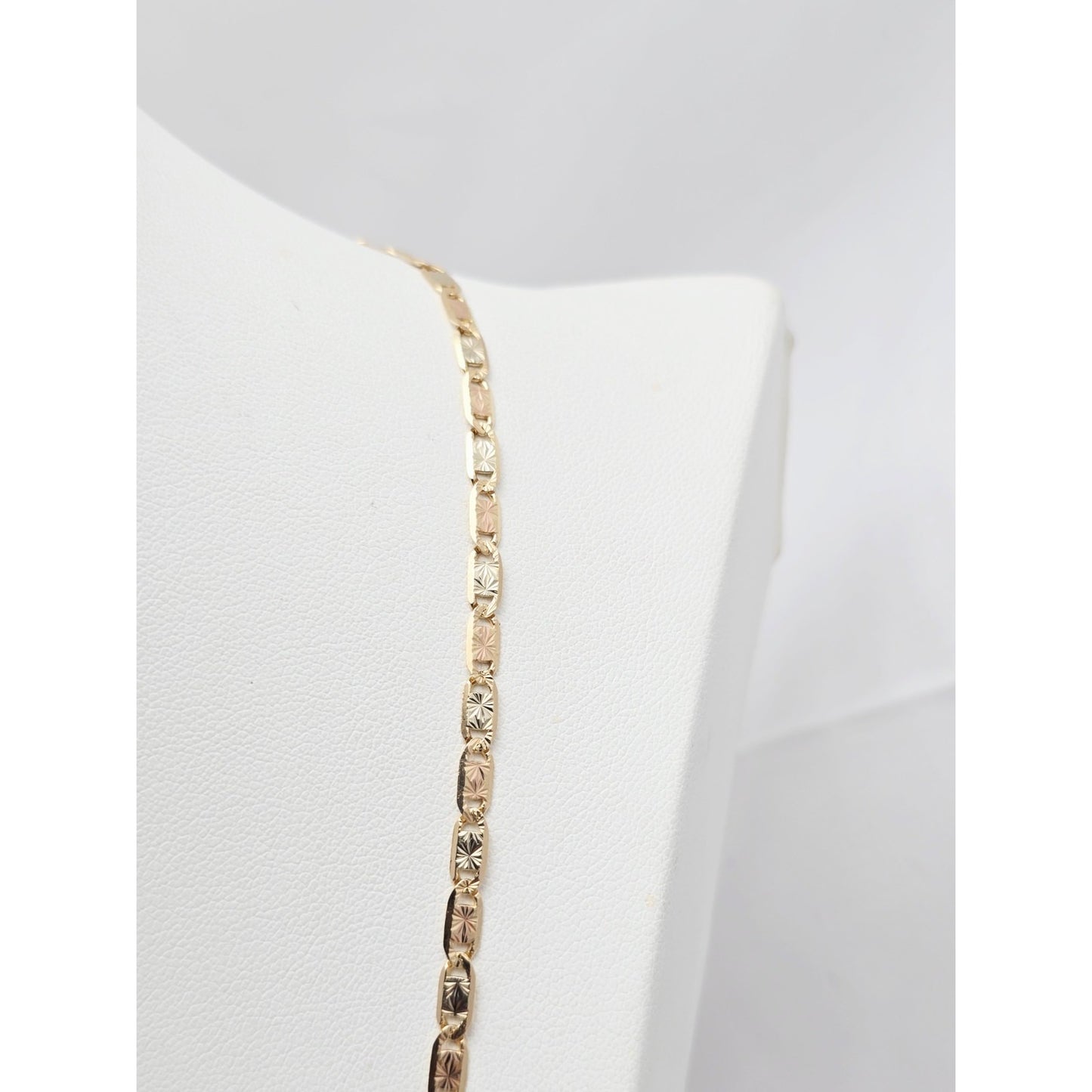 14K Two Tone Gold Diamond Cut Valentino Link Chain Necklace