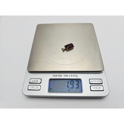 14K Yellow Gold Rectangle Cushion Cut Garnet Charm Pendant