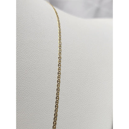 14K Two Tone Gold Diamond Cut Mariner Link Chain Necklace
