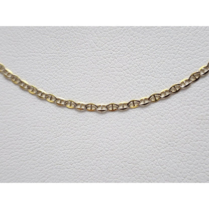 14K Two Tone Gold Diamond Cut Mariner Link Chain Necklace