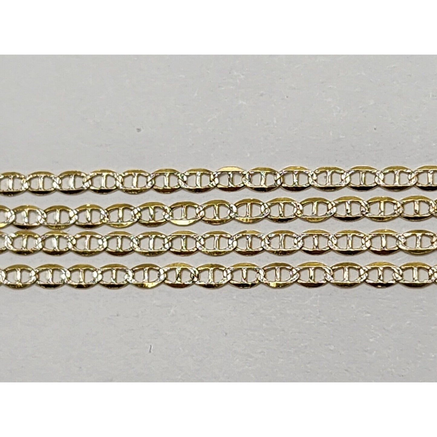 14K Two Tone Gold Diamond Cut Mariner Link Chain Necklace