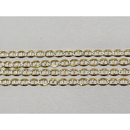 14K Two Tone Gold Diamond Cut Mariner Link Chain Necklace