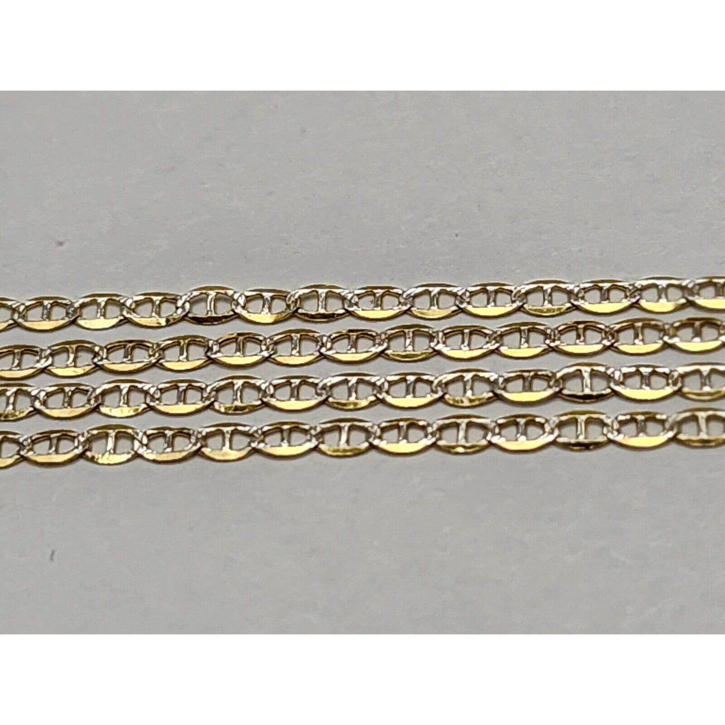 14K Two Tone Gold Diamond Cut Mariner Link Chain Necklace