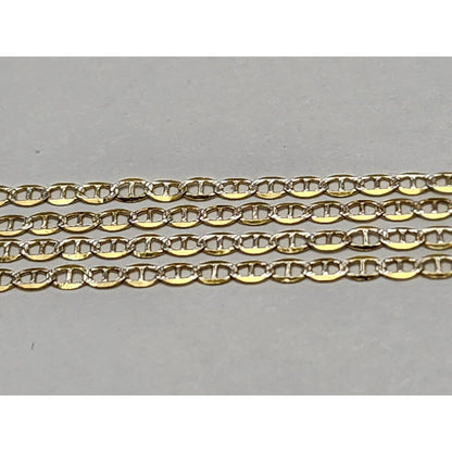14K Two Tone Gold Diamond Cut Mariner Link Chain Necklace