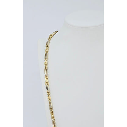 14K Two Tone Gold Milano Rope Chain Necklace