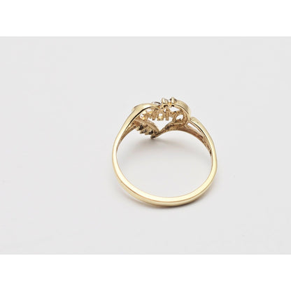 10K Yellow Gold Heart Shaped Initial Mom Diamond Ring