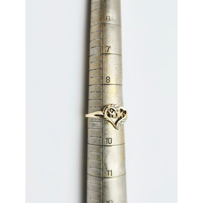 10K Yellow Gold Heart Shaped Initial Mom Diamond Ring