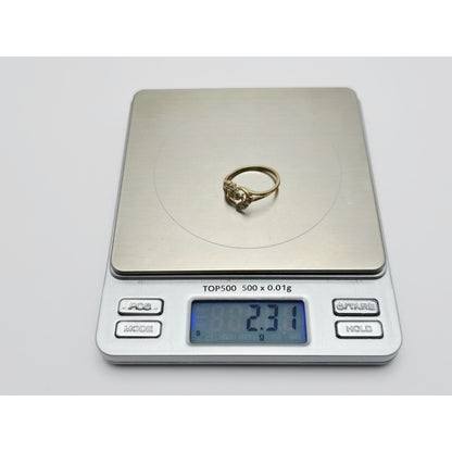 10K Yellow Gold Heart Shaped Initial Mom Diamond Ring