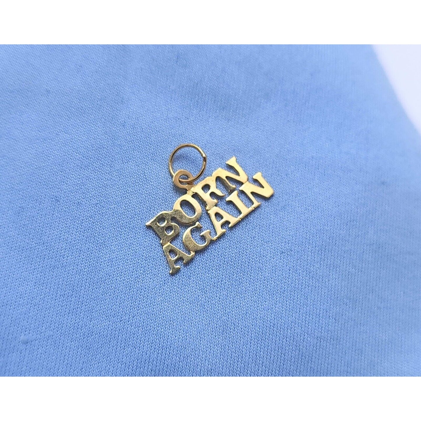 14K Yellow Gold Designer " Born Again " Charm Pendant