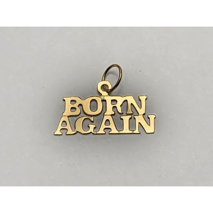 14K Yellow Gold Designer " Born Again " Charm Pendant