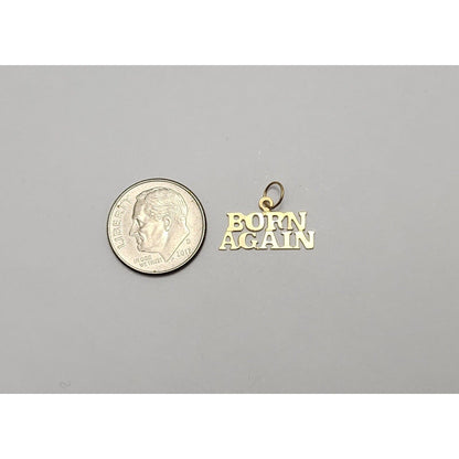 14K Yellow Gold Designer " Born Again " Charm Pendant